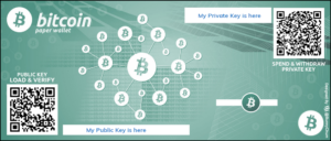 crypto voucher bitcoin gift card in design 1, with a bitcoin logo in green design